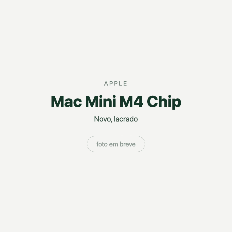Mac Mini M4 Chip — imagem provisória, foto do aparelho ainda não disponível